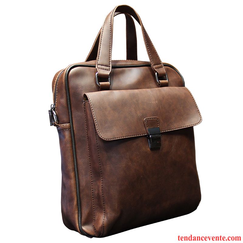 Sac À Main Homme Cuir Sac De Messager Entreprise Sacs À Bandoulière Mallette Loisir Marron