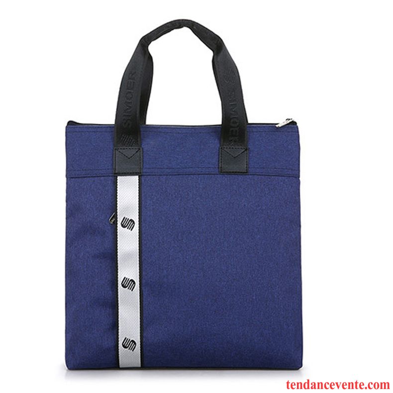 Sac À Main Homme Femme Grande Capacité Fermeture Éclair Mallette 14 Pouces Ensemble De Fichiers Bleu