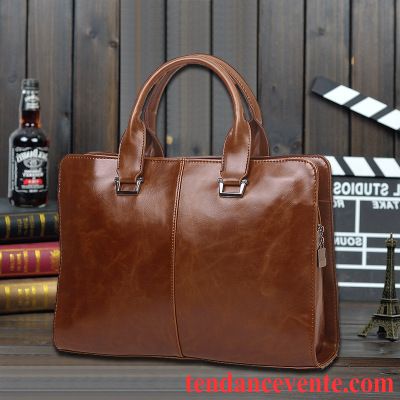 Sac À Main Homme La Coupe Transversale Tendance Le Nouveau Rétro Entreprise Mallette Marron