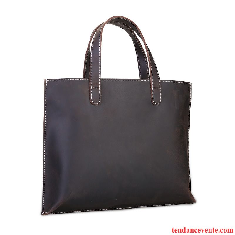 Sac À Main Homme Mallette La Coupe Transversale Entreprise Cuir Véritable Sacs À Bandoulière Cuir De Vache Noir