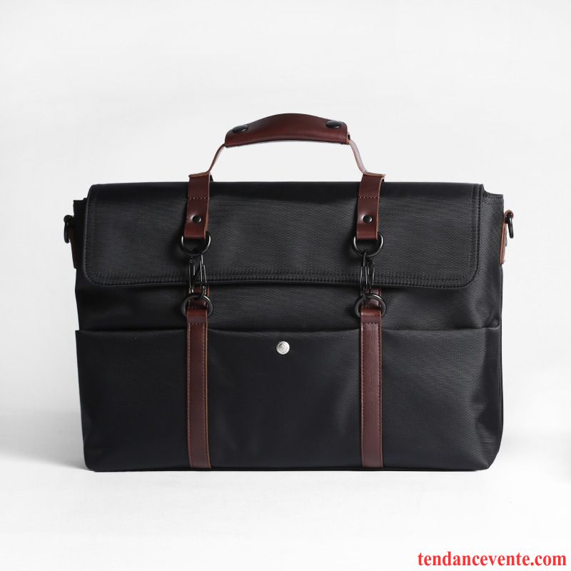 Sac À Main Homme Rétro Loisir Sac De Messager Simple La Coupe Transversale Mallette Noir