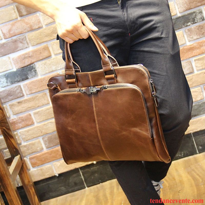 Sac À Main Homme Sac D'ordinateur Portable Entreprise Mallette Avec Boucle Cuir Sac De Messager Marron