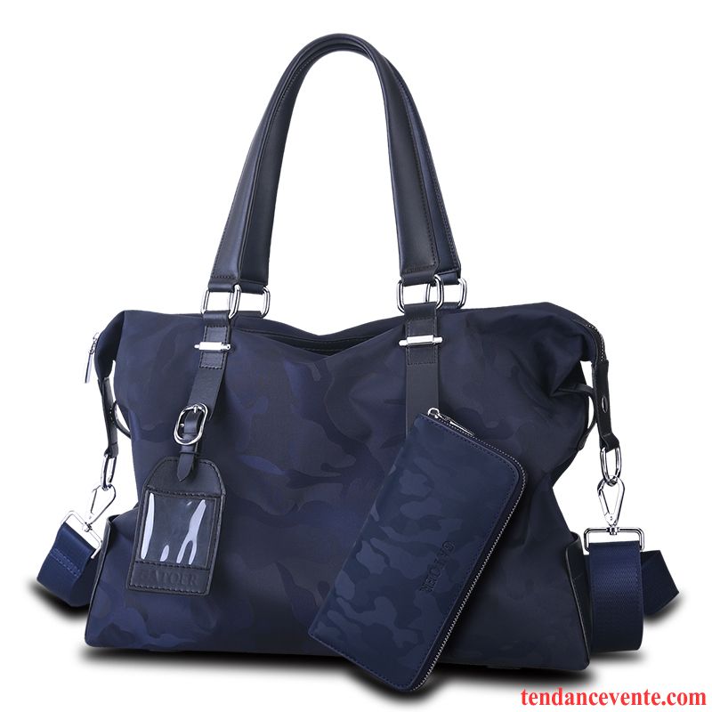 Sac À Main Homme Voyage Grande Capacité Tissu Oxford Sacs À Bandoulière Loisir Mallette Bleu