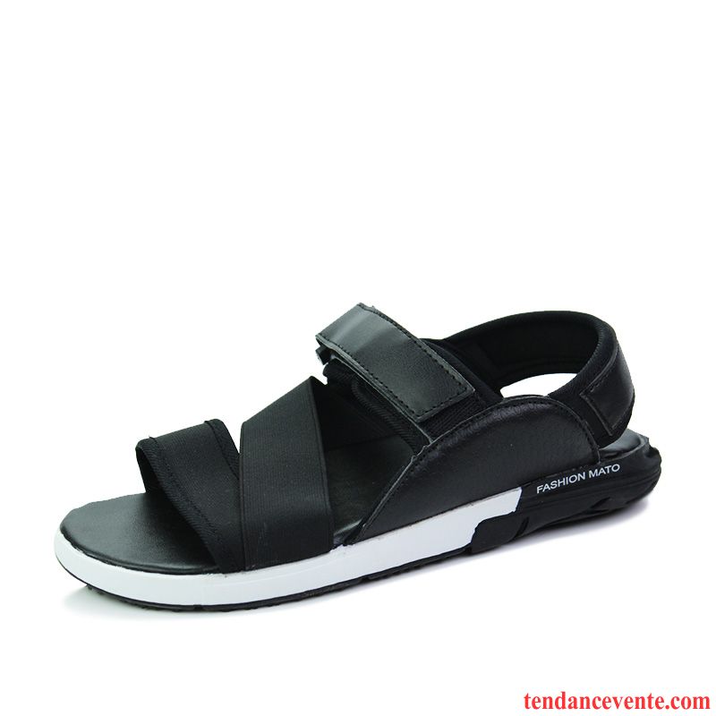 Sandales De Marque Homme Tendance Mode Homme En Cuir Plage Chaussons Rome Été Jeunesse Bleu