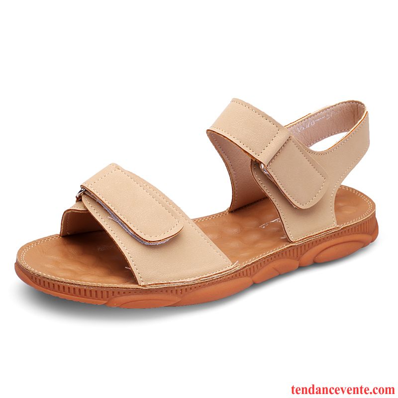 Sandales Femme Été Semelle Doux Étudiant Mode Tendance Antidérapant Marron