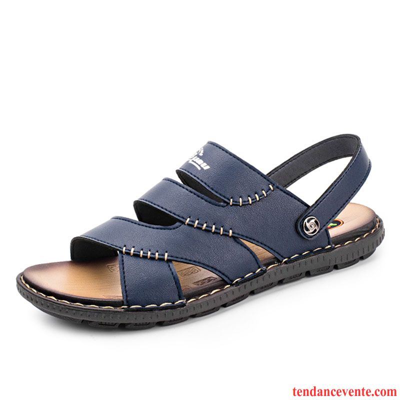 Sandales Homme Plage Antidérapant Tendance Été Chaussons Personnalité Bleu