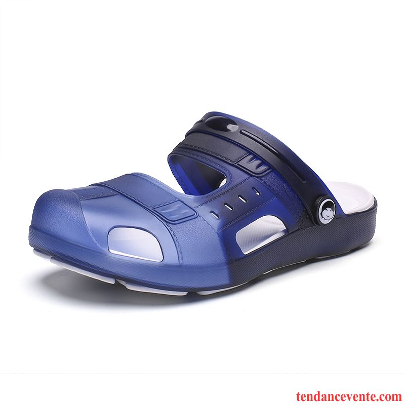 Sandales Homme Semelle Doux Antidérapant Chaussons Tendance Plage Bleu