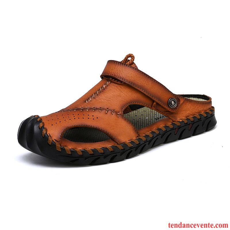 Sandales Homme Été Chaussons Taillissime Antidérapant Tendance Plage Brun