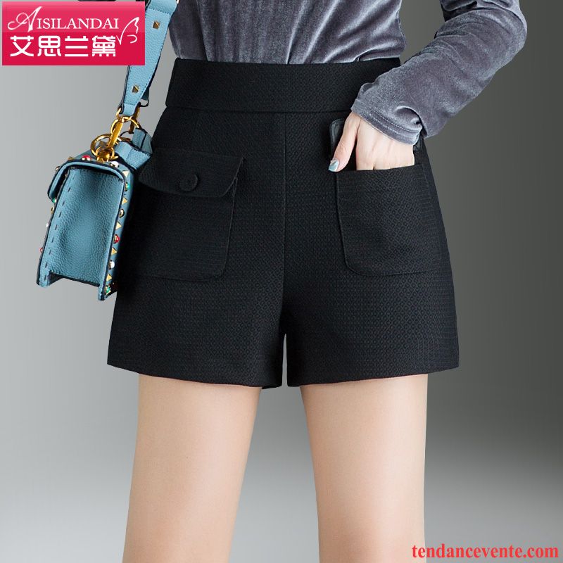Shorts Femme Pantalon Chaud A Lettre Taillissime Printemps Outwear Mince Noir