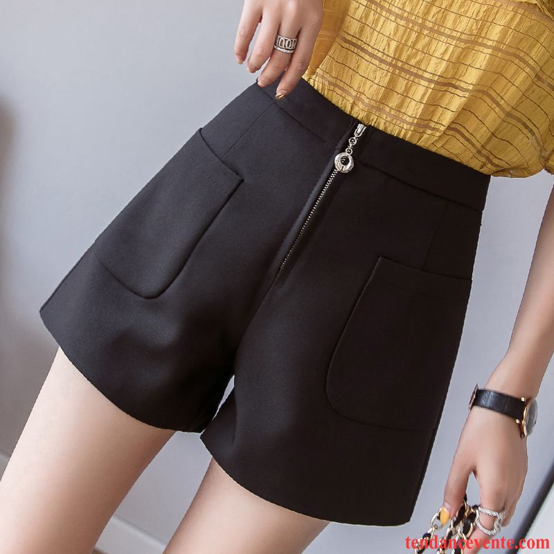 Shorts Femme Pantalon Fermeture Éclair Outwear Mode Printemps A Lettre Noir