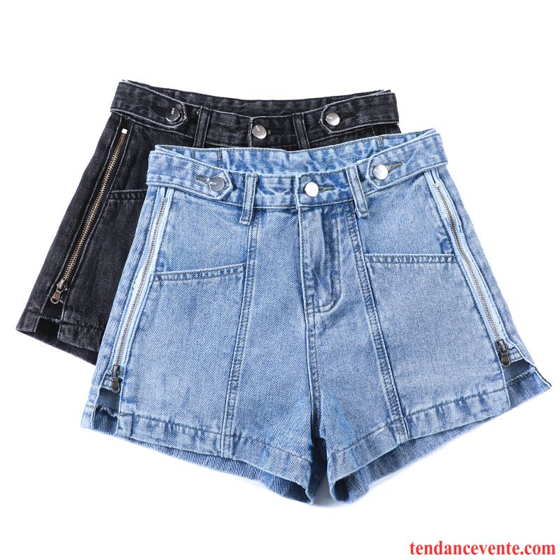 Shorts Femme Shorti Été Forme Haute Cintrée A Lettre Tendance Mince Bleu Rouge