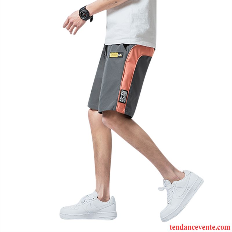 Shorts Homme Baggy Décontractée Shorti Été Rayé Sport Gris Foncé