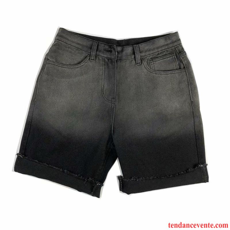 Shorts Homme Baggy Jambe Droite Delavé Shorti Jeans Tendance Gris Foncé