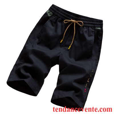 Shorts Homme Broderie Lettre Tous Les Assortis Sport Delavé Attache Noir