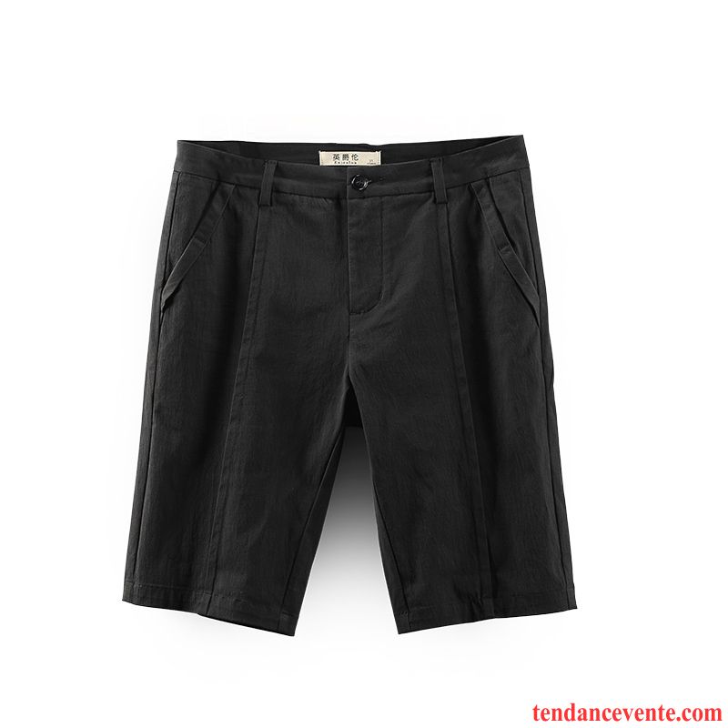 Shorts Homme Décontractée Été Slim Pantalon Jeunesse Mode Noir