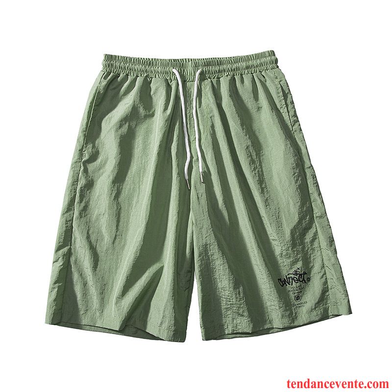 Shorts Homme Jambe Droite Shorti Légère Sport Été Tendance Vert