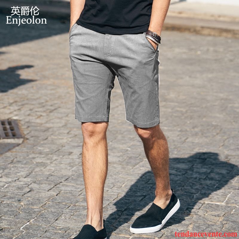 Shorts Homme Simple Décontractée Tendance Rétro Shorti Pantalon Gris Clair