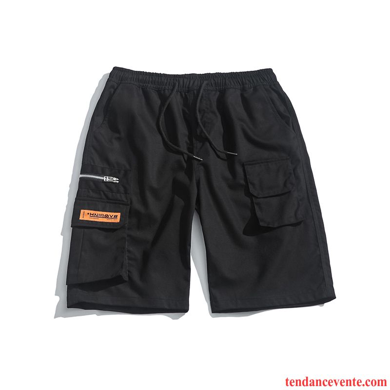 Shorts Homme Taillissime Jambe Droite Tous Les Assortis Été Tendance Baggy Noir Orange