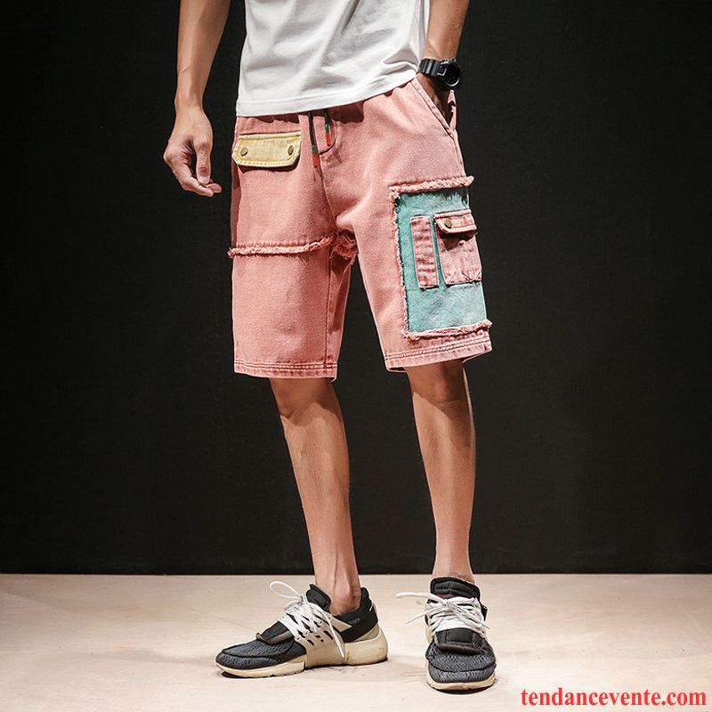 Shorts Homme Taillissime Pantalon Été Rétro Bureau Décontractée Rose