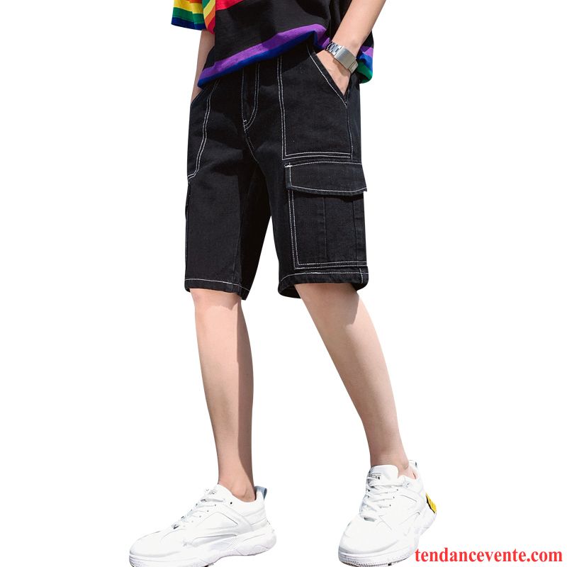 Shorts Homme Tendance Plage Shorti Coton Bio Baggy Pantalons Noir