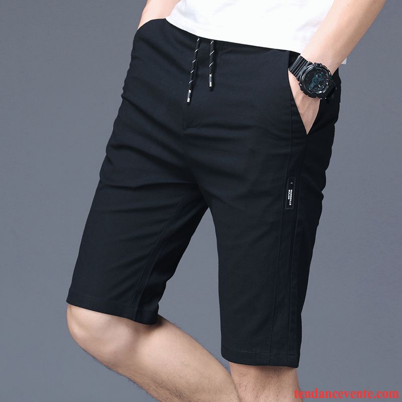 Shorts Homme Tendance Été Décontractée Étudiant Élastique Légère Noir