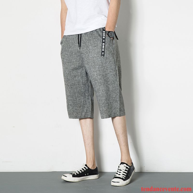 Shorts Homme Été Baggy Bleu Pantalons Coupés Shorti Mince Gris