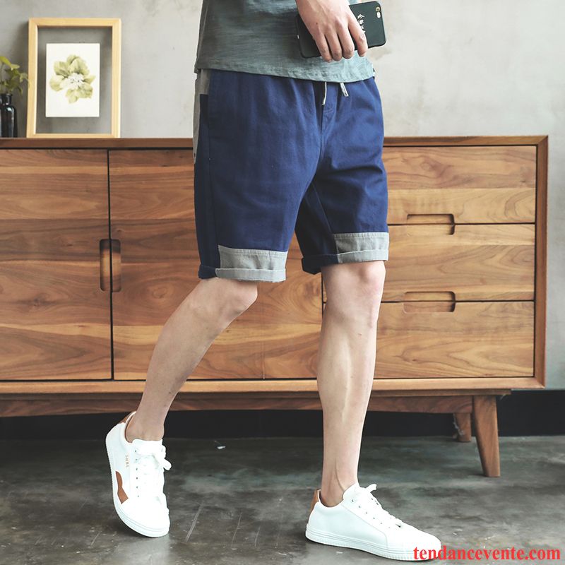 Shorts Homme Été Décontractée Bureau Baggy Tendance Shorti Bleu Marin Couleurs Mixtes