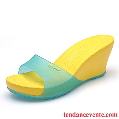 Site Pour Escarpins Femme Décontractée Été Femme Plage Talons Hauts Talons Compensés Chaussons Semelle Épaisse Sandales Peep-orteil Or Pas Cher