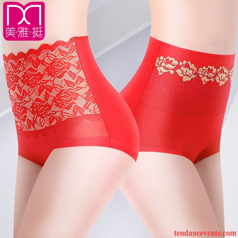 Sous-vêtements Femme Elasthanne Gros Femme Forme Haute Cintrée Serrer Rouge Coton Bio Matelassé Sexy