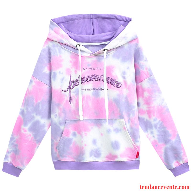 Sweat À Capuche Femme Baggy Décontractée Hoodies Une Veste Broderie Mince Violet