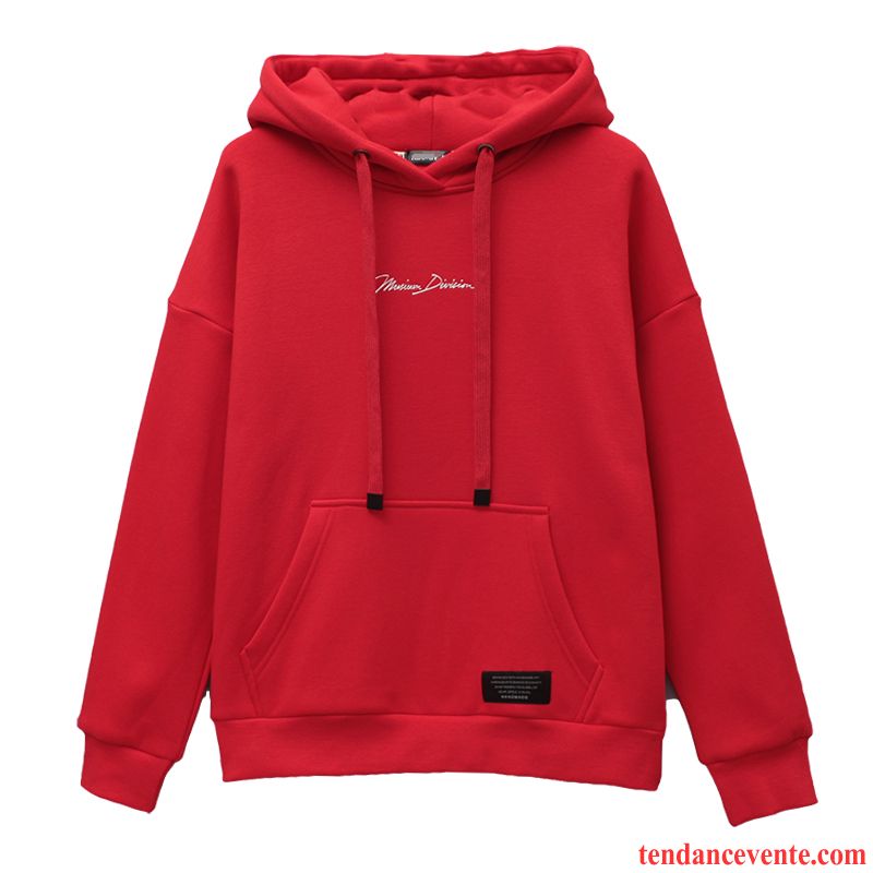 Sweat À Capuche Femme Hoodies Pardessus Plus De Velours Court Hiver Baggy Rouge