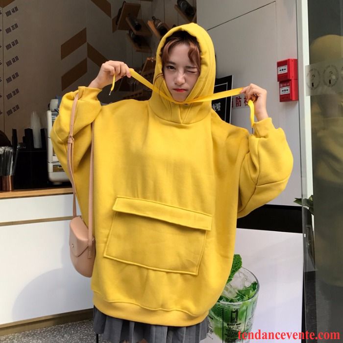 Sweat À Capuche Femme Hoodies Pullovers Mince Longues L'automne Outwear Jaune