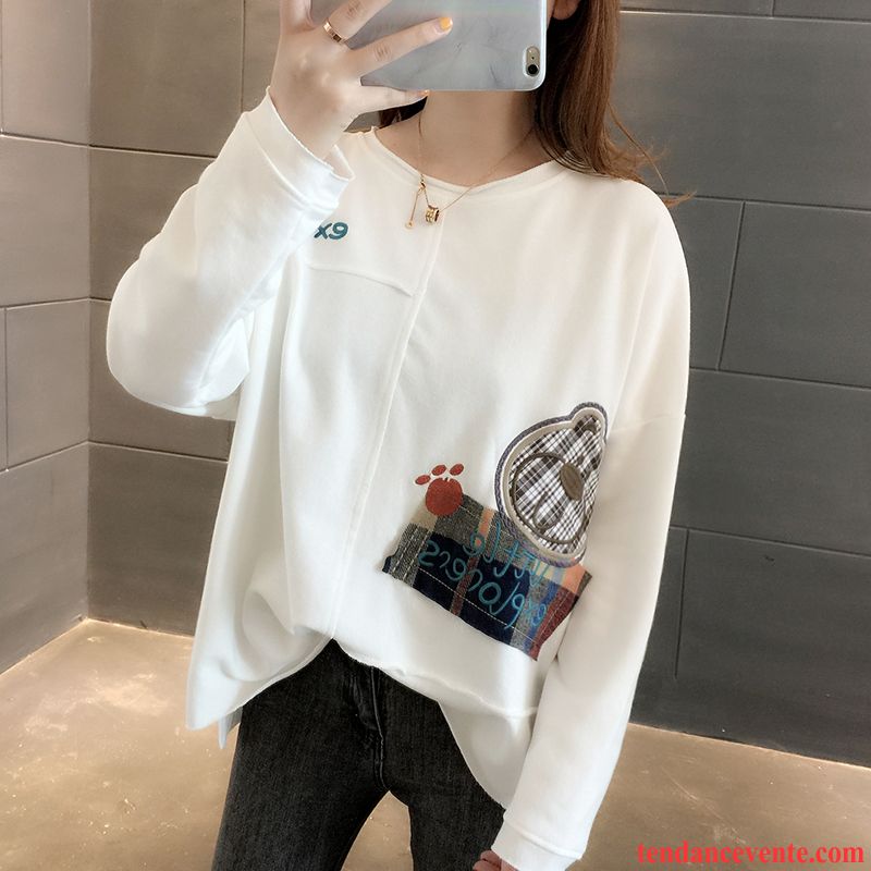 Sweat À Capuche Femme L'automne Hoodies Tendance Pardessus Légère Tous Les Assortis Blanc