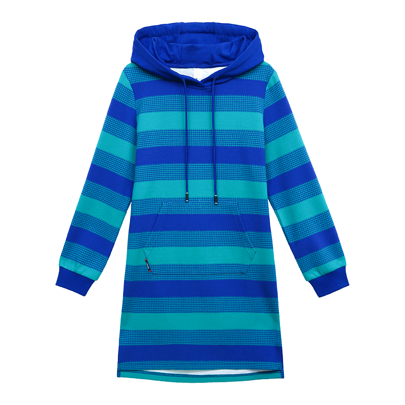 Sweat À Capuche Femme L'automne Pardessus Rayé Baggy Décontractée Longue Dégradé Bleu Vert