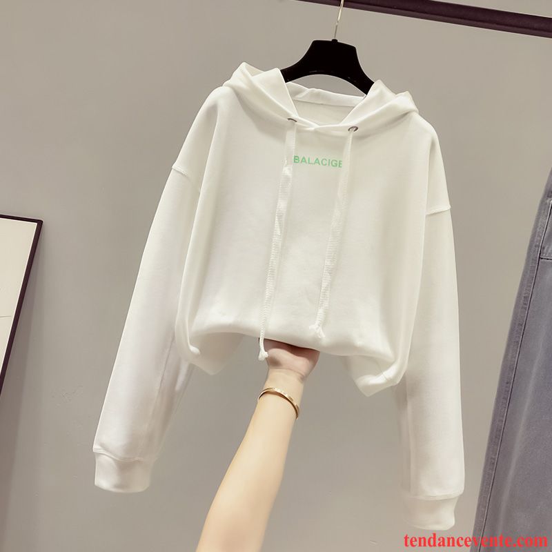 Sweat À Capuche Femme Légère Une Veste Dame Tendance Printemps Baggy Blanc