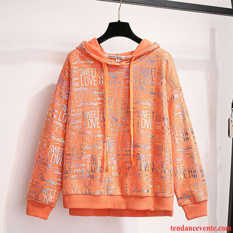 Sweat À Capuche Femme Mince Hoodies Baggy Pardessus Printemps L'automne Orange Rose