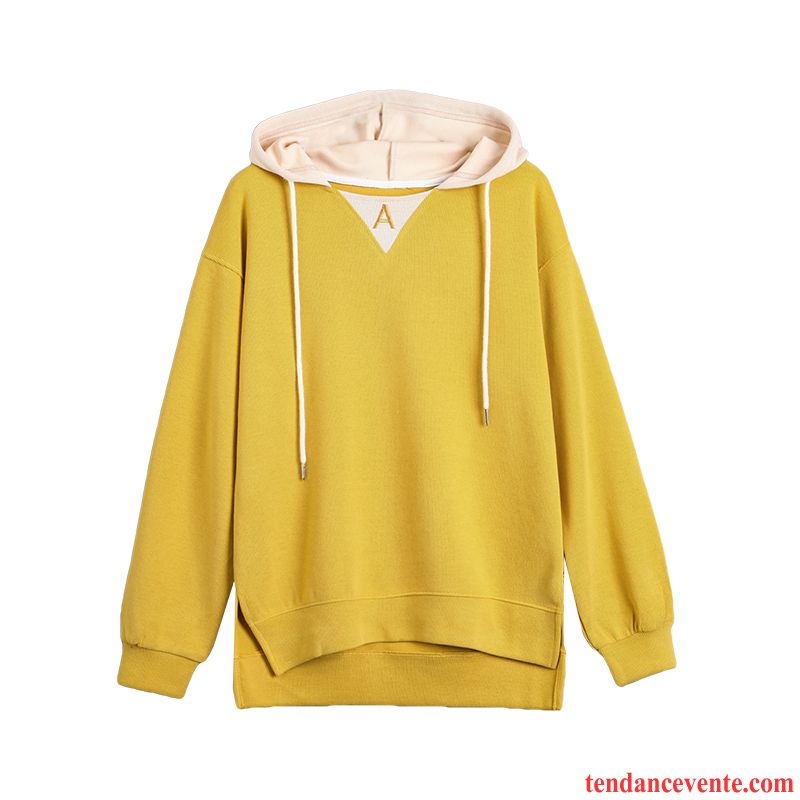 Sweat À Capuche Femme Mode Hoodies Printemps Tendance L'automne Une Veste Jaune