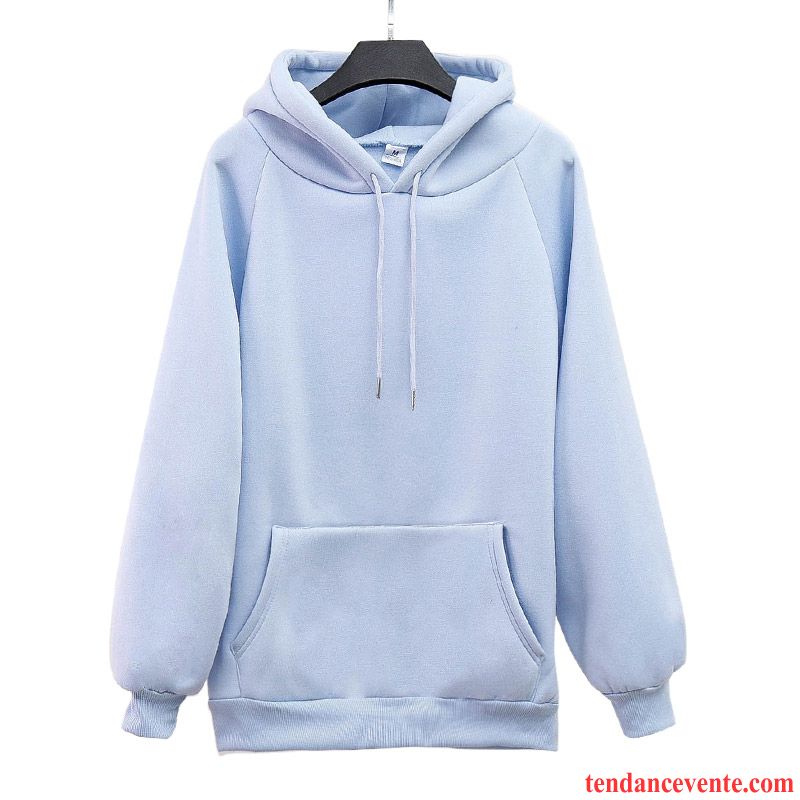 Sweat À Capuche Femme Pardessus Baggy Longue Longues Plus De Velours Tendance Pure Bleu