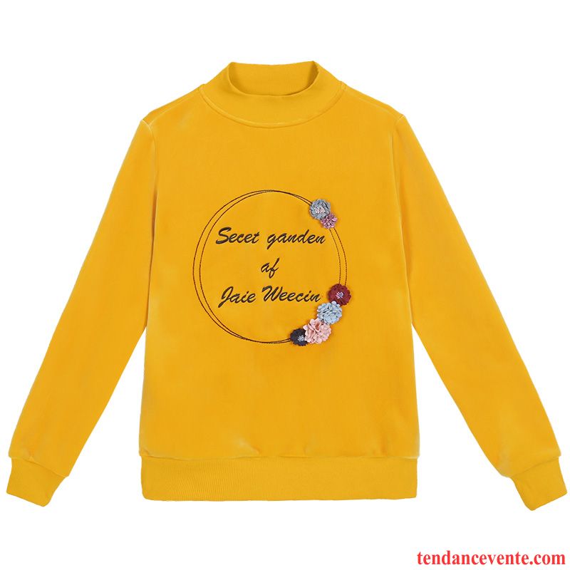 Sweat À Capuche Femme Plus De Velours Baggy Renforcé Longues Pullovers Une Veste Jaune Or