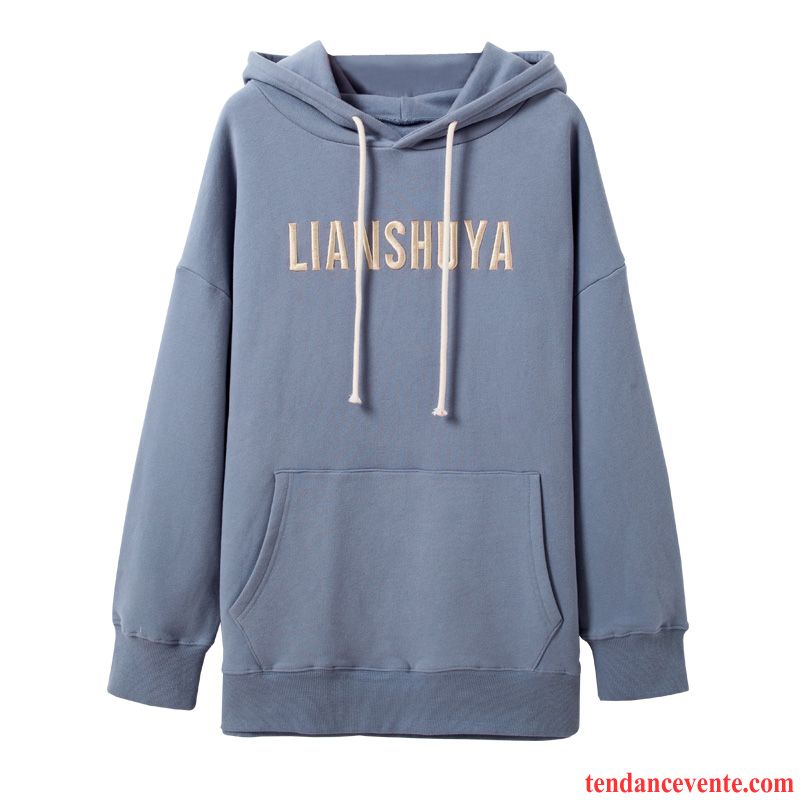 Sweat À Capuche Femme Plus De Velours Légère Ultra Hoodies Renforcé Longues Bleu Gris