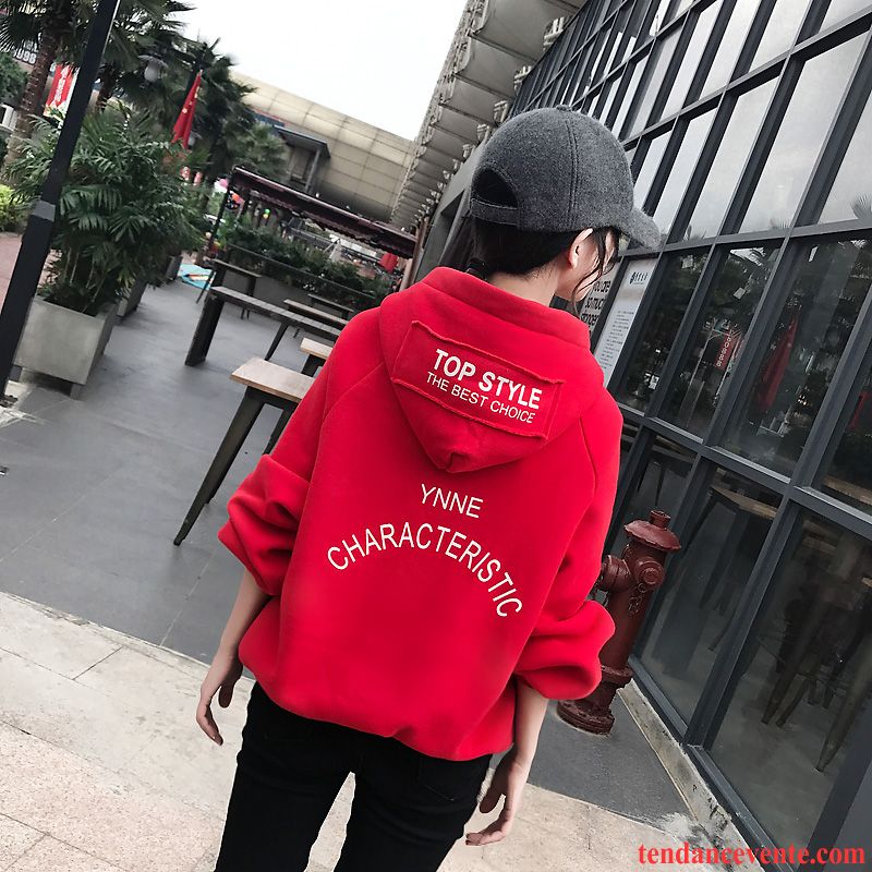 Sweat À Capuche Femme Pullovers Baggy Hoodies Une Veste Pardessus Hiver Rouge