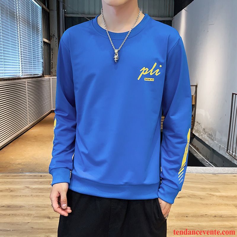 Sweat À Capuche Homme Hoodies Une Veste Simple T-shirt Tendance Longues Bleu