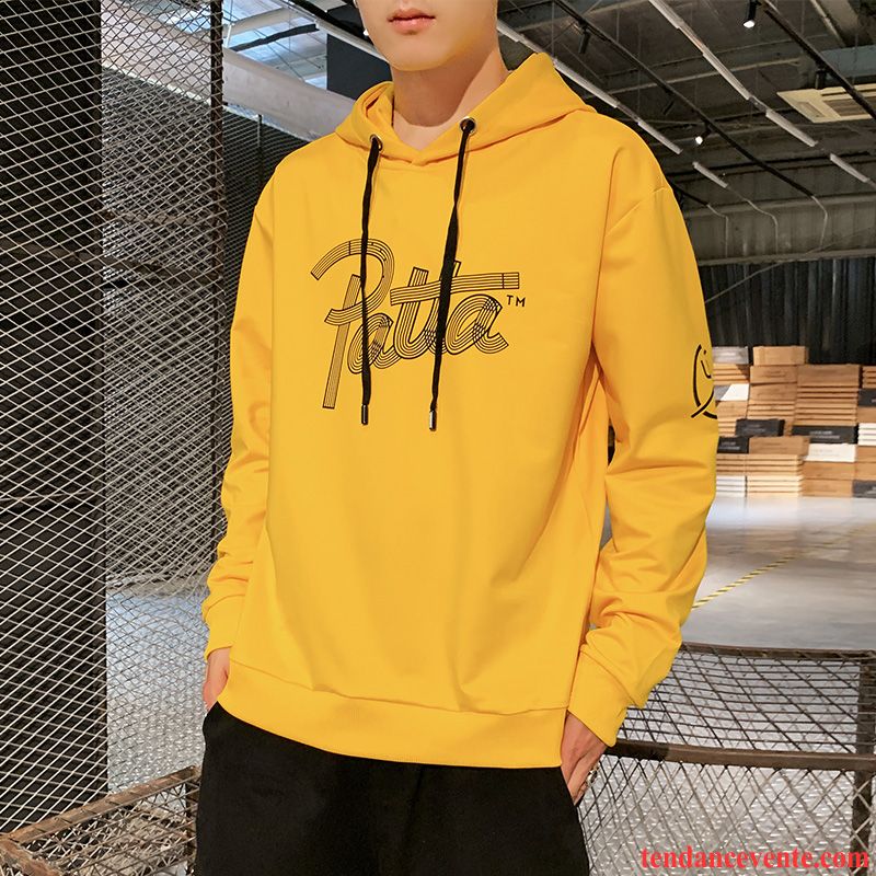 Sweat À Capuche Homme L'automne Décontractée Baggy Pardessus Beau Tendance Jaune