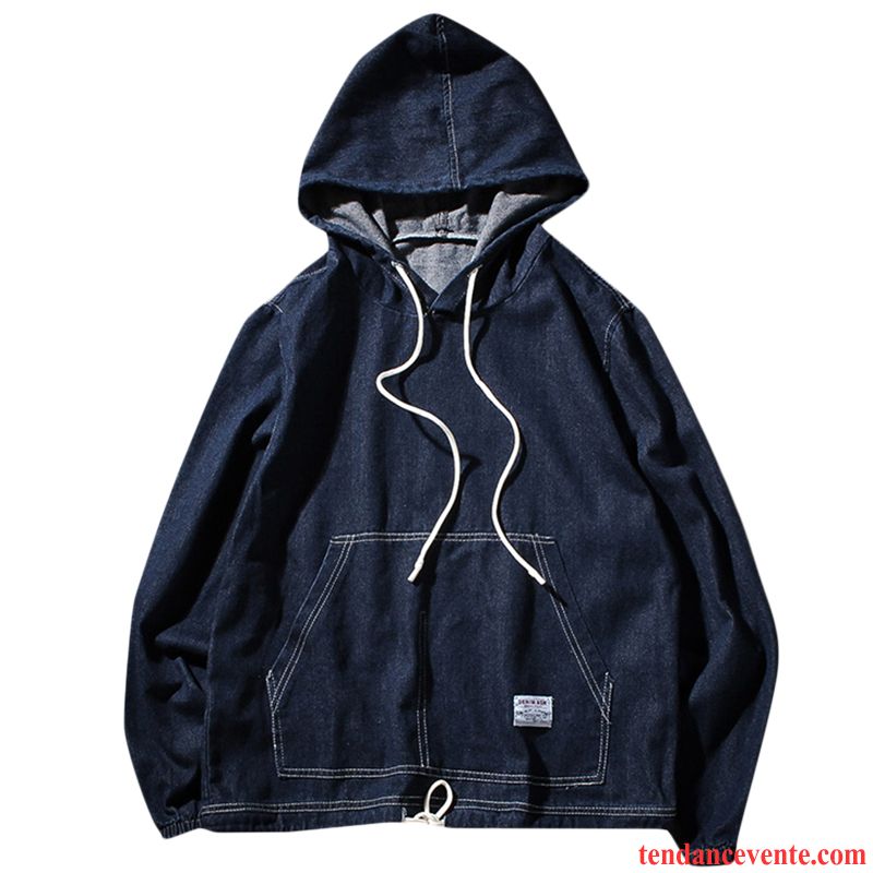 Sweat À Capuche Homme Pardessus L'automne Tendance Hoodies Décontractée Pullovers Bleu Marin