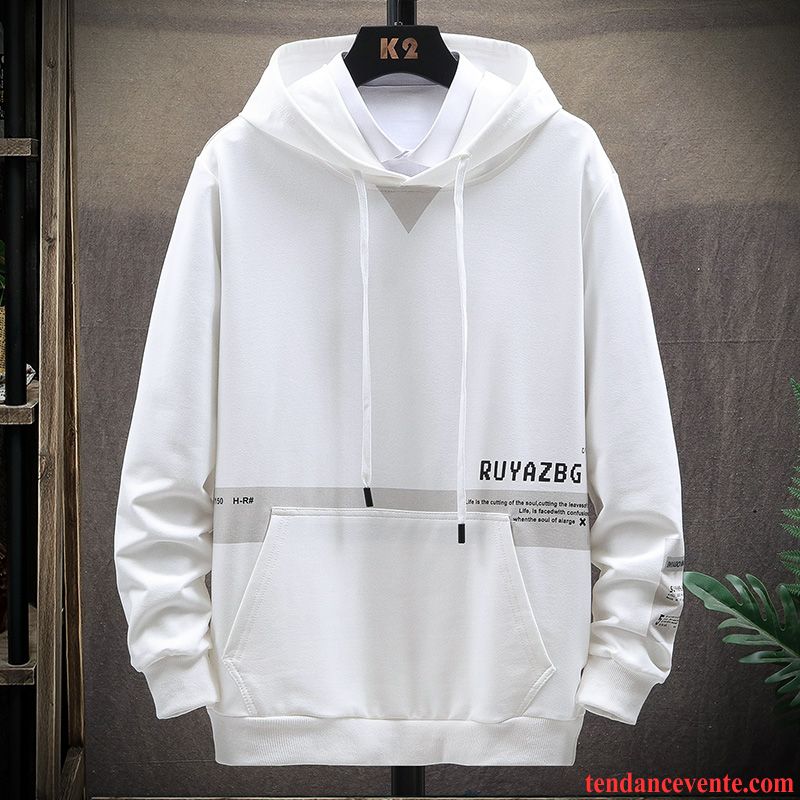 Sweat À Capuche Homme Pardessus Légère Printemps Tendance Hoodies Étudiant Blanc