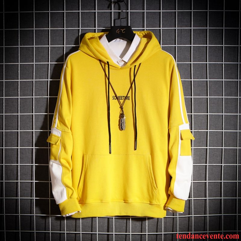 Sweat À Capuche Homme Pullovers Légère Slim Tendance Longues L'automne Jaune