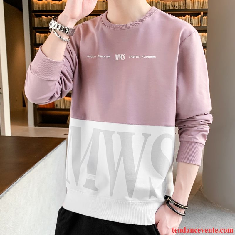 Sweat À Capuche Homme T-shirt Printemps Une Veste Hoodies Tendance Chemise En Bas Impression Rose