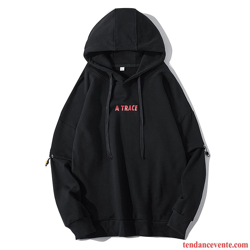 Sweat À Capuche Homme Tendance Hoodies Baggy L'automne Pullovers Tous Les Assortis Noir