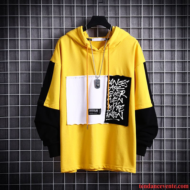 Sweat À Capuche Homme Tendance Longues L'automne Hoodies Décontractée Une Veste Jaune