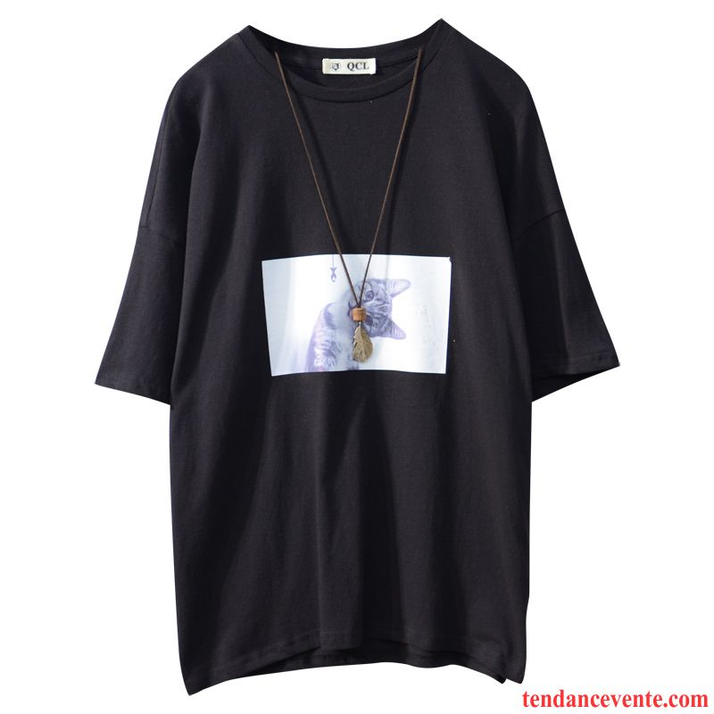 T Shirt Homme Imprimé Design Homme Fantaisie Tendance Baggy Étudiant Chemise En Bas T-shirt Col Rond Personnalité Noir Courte Saumon